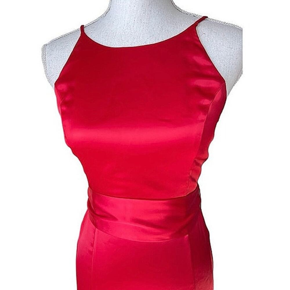 Avec Les Filles red satin dress valentine's Cocktail holiday graduation - Picture 3 of 9